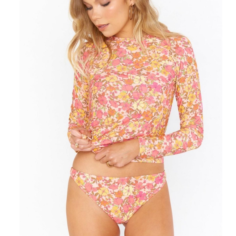 Show Me Your Mumu Pretty Poppy 3 Piece Bathing suit set (top, bottom, rashgard)